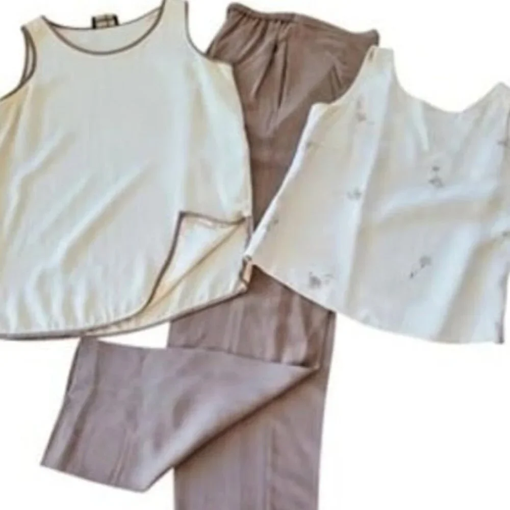 3 pieces vtg silk pants suit by Sandra King,  S